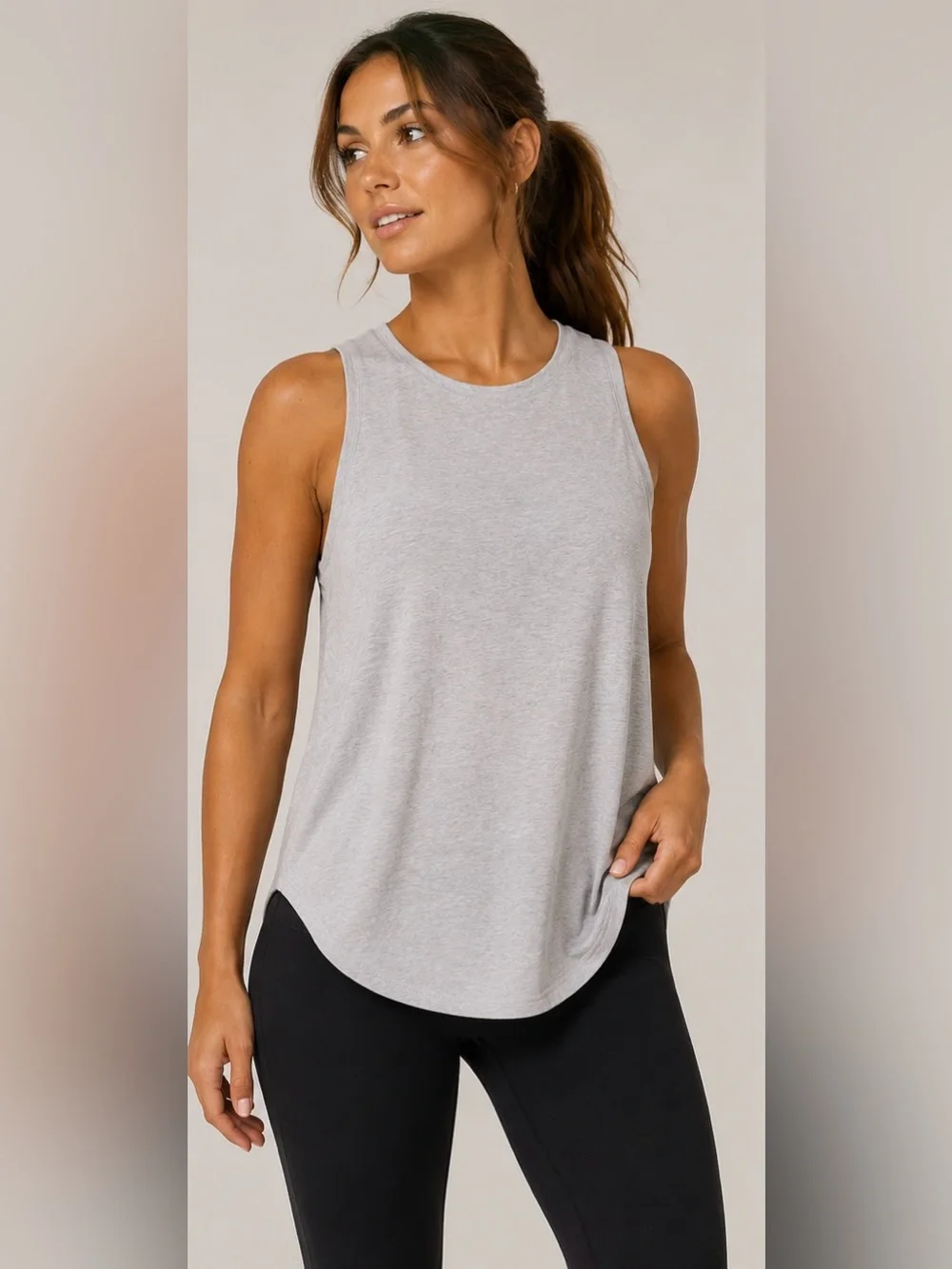 Lululemon Light Gray Draped Back Athletic Tank Top
